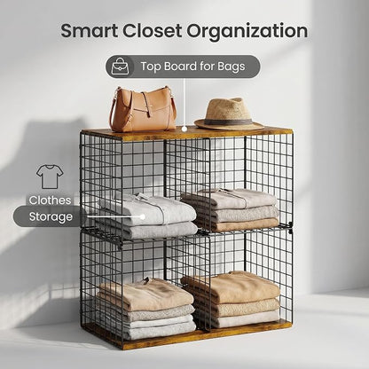 Free-standing Sturdy Tall 6-Cube Closet Organizer Storage Wire Basket Shelf - Image 7