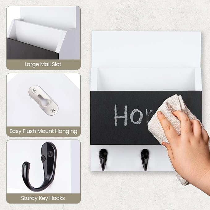 Key and Mail Holder for Wall Mount, Entryway Mail Holder - Image 3