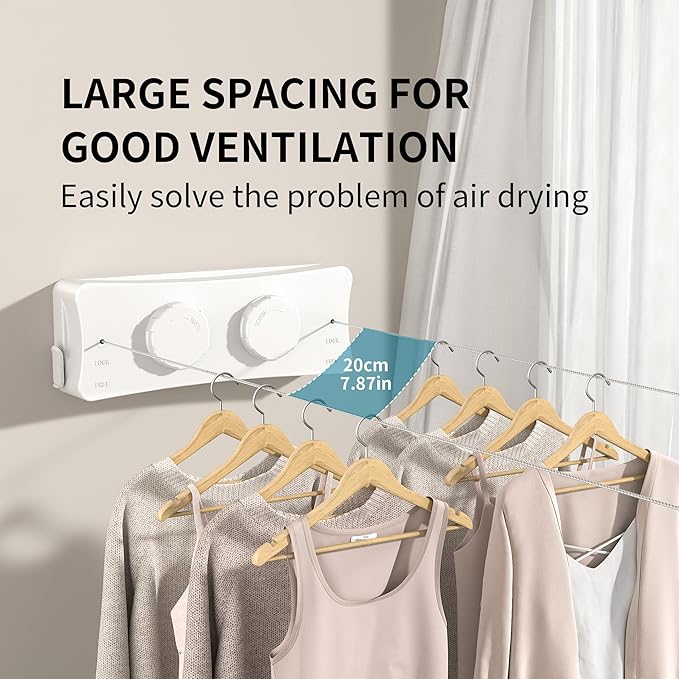 JOOM Retractable Clothesline Heavy Duty Clothes Drying Laundry Line Wall - Image 7