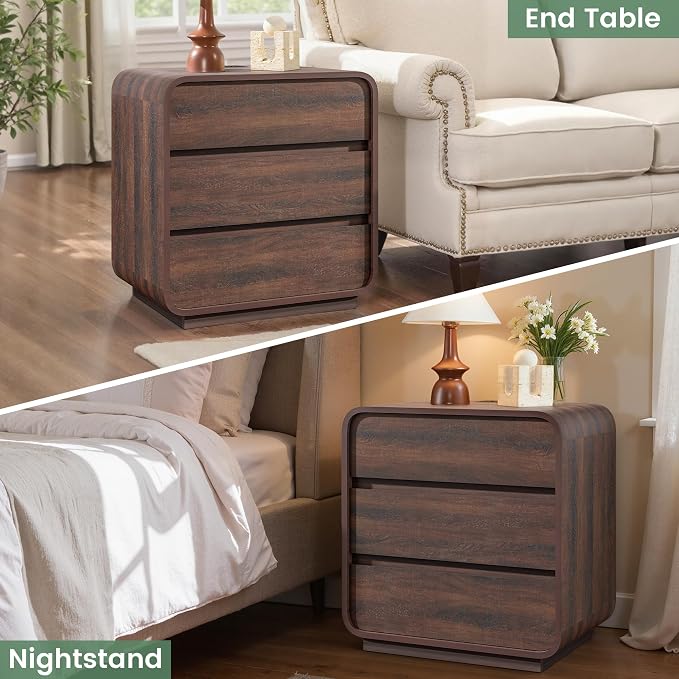 Modern Nightstand Set of 2, 23.2" Wide Wood Bedside Table - Image 6