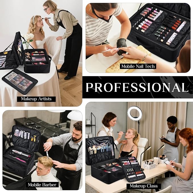 Adazzo Large Makeup Bag, 3 Layers 17” Makeup Case Organizer - Image 7