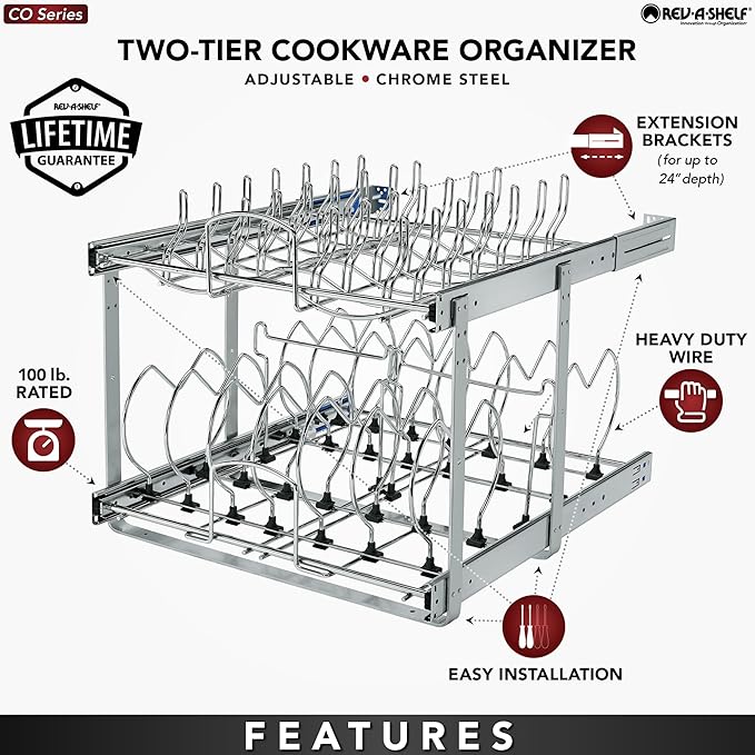 Rev-A-Shelf 2-Tier Kitchen Cabinet Pullout 20.75" Cabinet Organizer - Image 2