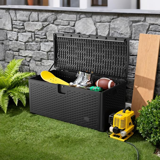 JEKO&JEKO 75 Gallon Outdoor Storage Box, Large Plastic Deck Box - Image 6