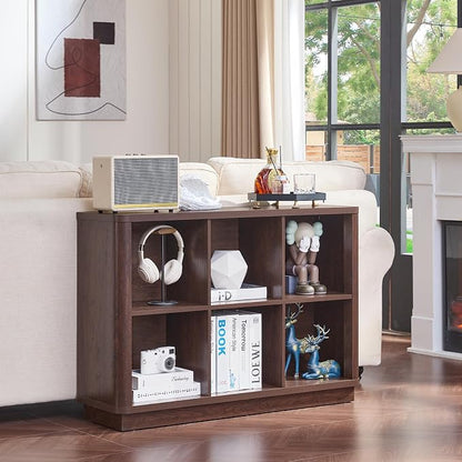 6 Cube Storage Bookcase, Wood Floor Standing 2-Tier Bookshelf - Image 6