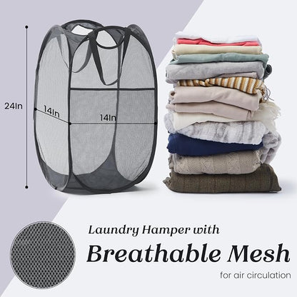 TECHMILLY Collapsible Mesh Pop Up Laundry Hamper - Image 5