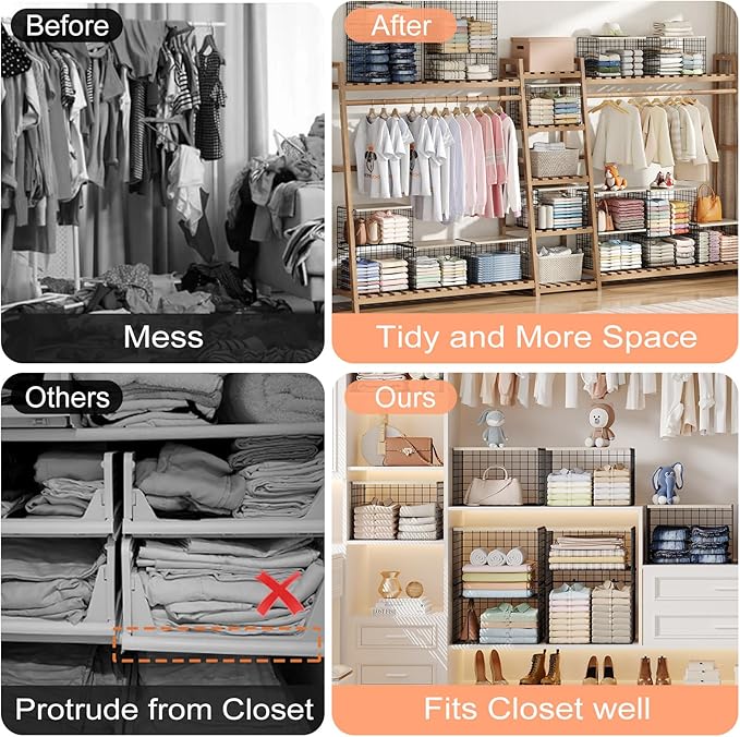 5-Tier Large Stackable Closet Organizer and Storage Basket, Sturdy Closet Shelf - Image 5