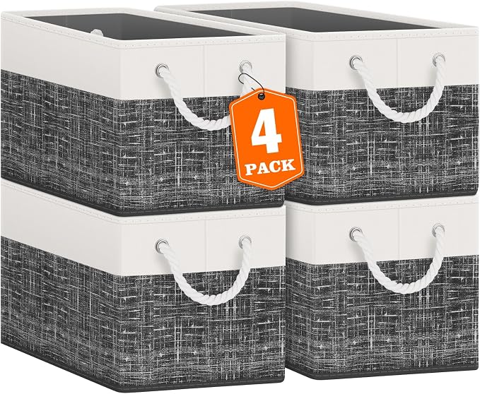 Storage Bins 4-Pack, Foldable Storage Baskets by Fabtotes
