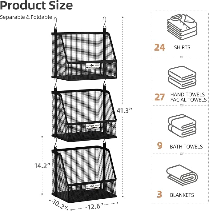 STORAGE MANIAC 3 Tier Hanging Closet Organizer - Image 3
