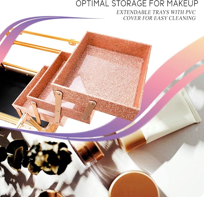 Ver Beauty Makeup Train Case 14 inch Armored Acrylic Large Portable Cosmetic - Image 5