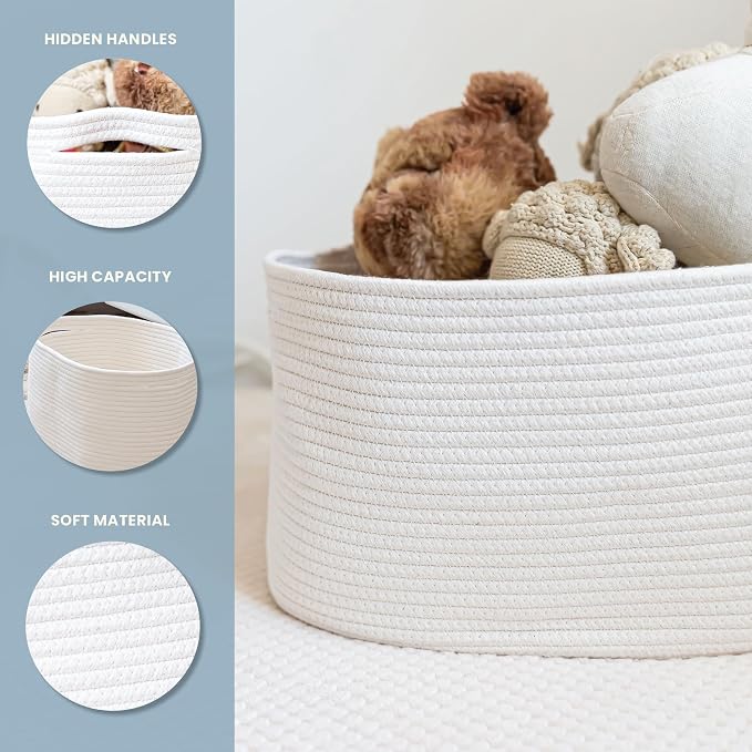 OrganiHaus Set of 3 Off-White Woven Storage Baskets - Image 3