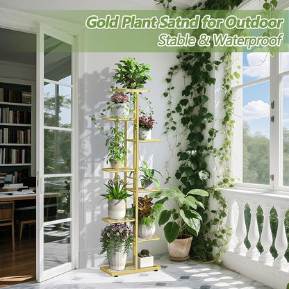 8 Tier 9 Potted Gold Plant Stand Indoor - Image 3