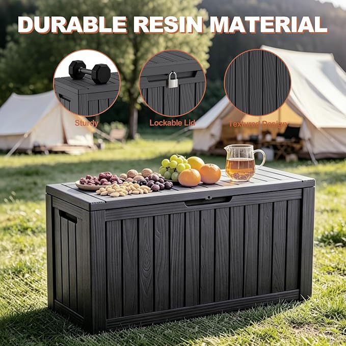 EFU Outdoor Storage Box 140 Gallon Deck Box Lockable UV Resistance Waterproof - Image 3