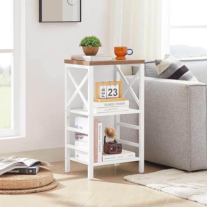 Small Bookshelf, 3 Tier Industrial Bookcase - Image 4