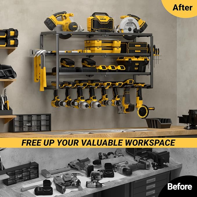 YYR 4 Layer Power Tool Organizer Wall Mount, Cordless Drill Hanger Storage Rack - Image 5