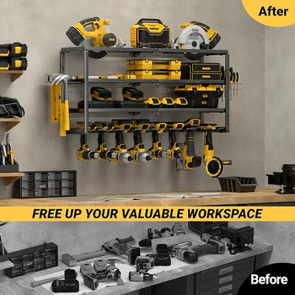 YYR 4 Layer Power Tool Organizer Wall Mount, Cordless Drill Hanger Storage Rack - Image 5