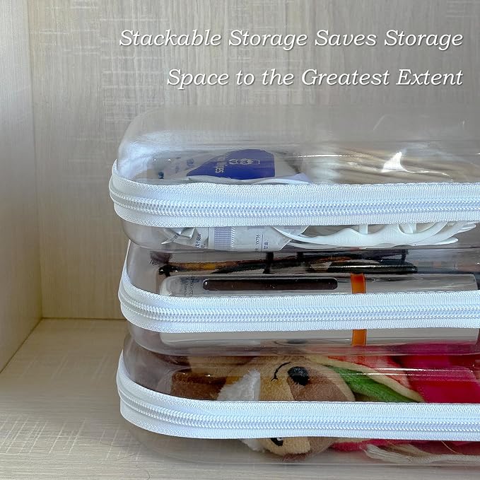 Clear Hard Zipper Case for Storage, Durable Clear Zipper Pouches, Hard Plastic - Image 3