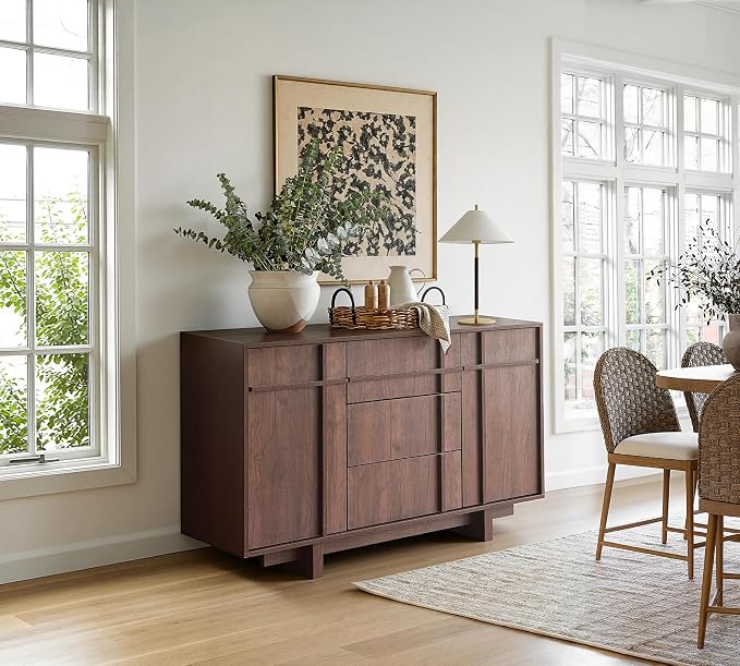 Sideboard Buffet Cabinet with Storage, 47.2" Large Sideboard with 2 Doors & 3 - Image 6