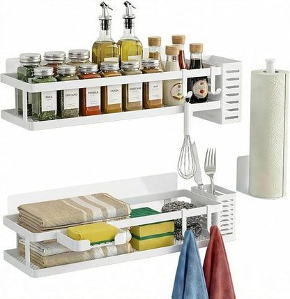 PUSDON 5-in-1 16.5" Extra Long Kitchen Organizer & Shower Caddy Set, Wall Mount - Image 3