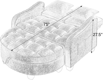 ERYE Chenille Tufted Loveseat Sofa and Ottoman Set, Tufted Recliner Sleeper - Image 2