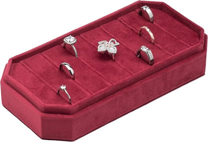 Velvet Ring Organizer Display Tray Jewelry Box Earring Holder Case - Image 3