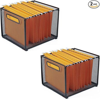 SETTFRFE 2 Pack Letter Size Hanging Folder Organizer, Metal File Box, File Crate by SETTFRFE