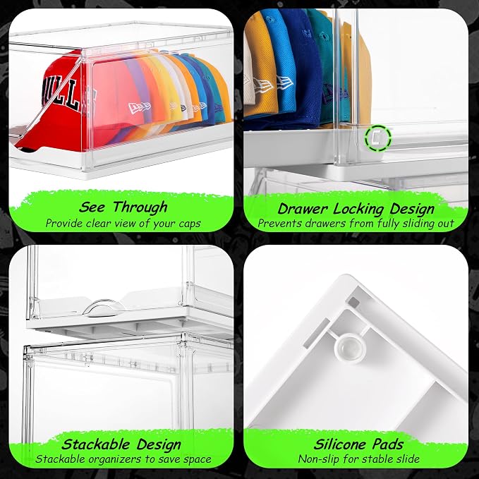 Vtopmart 2 Pack Clear Hat Organizer Drawer - Image 9