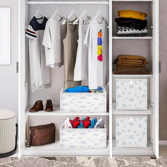 Blue Small Floral Pattern Closet Organizers Storage Cubes Storage Bins Shelf - Image 7