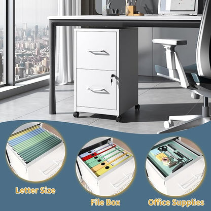 2 Drawer File Cabinet on Wheels, Mobile Filing Cabinets - Image 9