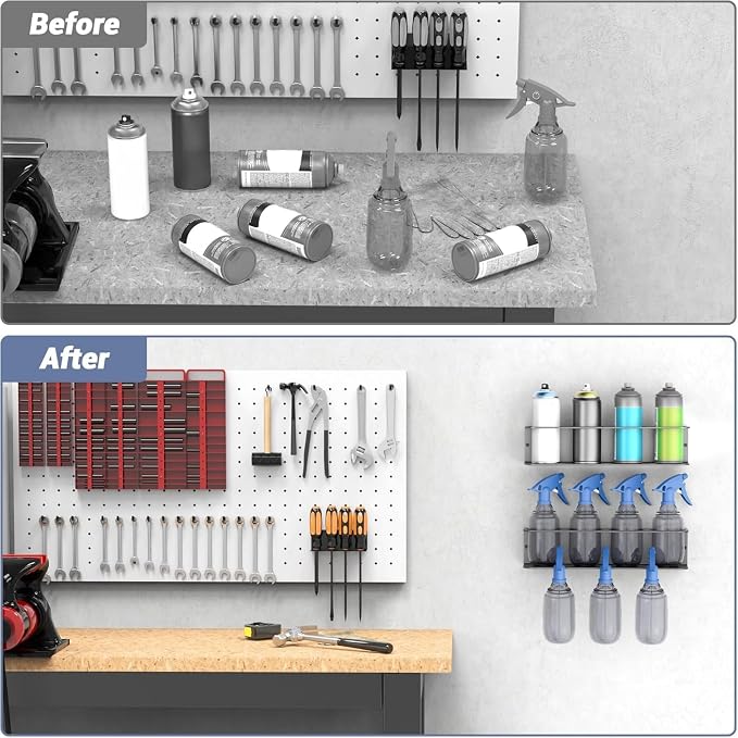 WALMANN Wall Mount Spray Bottle Holder, Metal Spray Can Storage Rack - Image 7