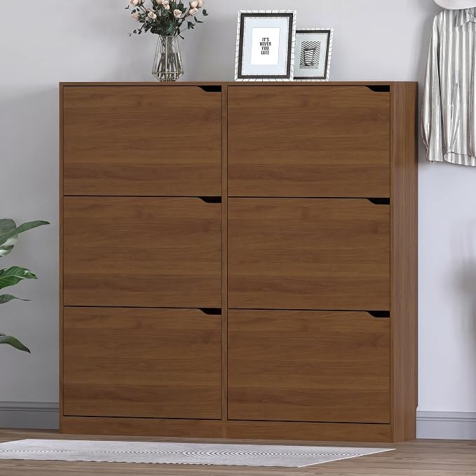 BORNOON Shoe Cabinet with 6 Flip Drawers, Slim Narrow Shoe Storage Cabinet - Image 3