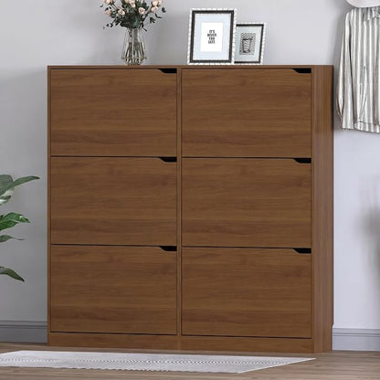BORNOON Shoe Cabinet with 6 Flip Drawers, Slim Narrow Shoe Storage Cabinet - Image 3