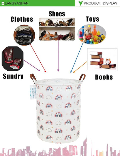 LANGYASHAN Laundry Basket Canvas Fabric Collapsible Organizer Basket - Image 4
