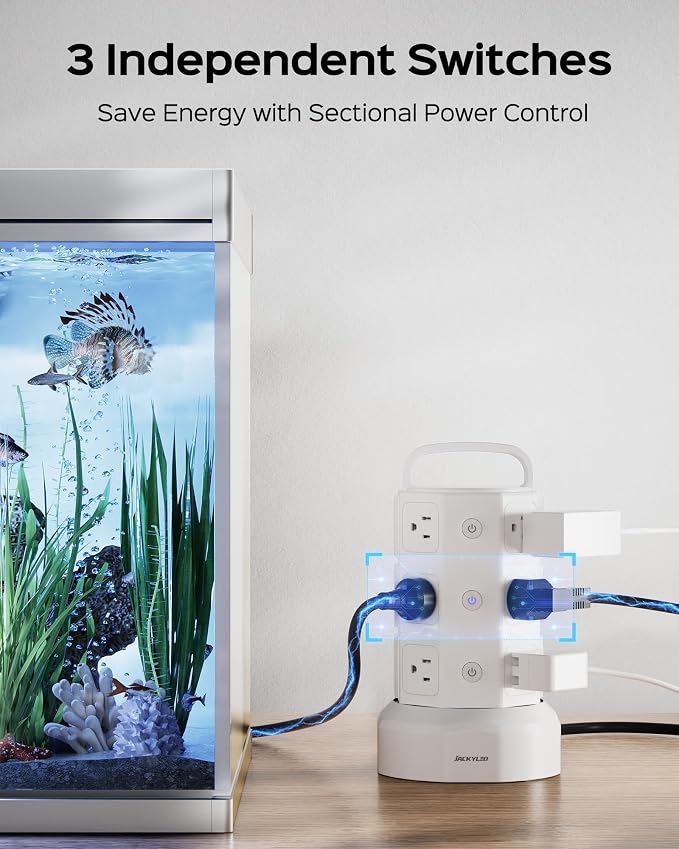 Power Strip Tower Surge Protector, JACKYLED 12 Outlets 6 USB Charging Station - Image 4