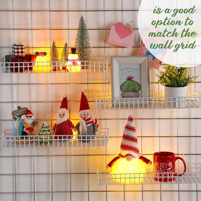 Blulu 4 Pcs 15.75 x 5.91 x 1.97 Inch Metal Grid Wall Baskets - Image 6