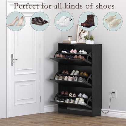 BORNOON Shoe Cabinet with Odor Control and Back Panels, Deodorizing Slim 3-Flip - Image 4