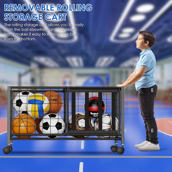 Garage Ball Storage, 2 in 1 Sports Equipment Organizer, Garage Organizer - Image 2