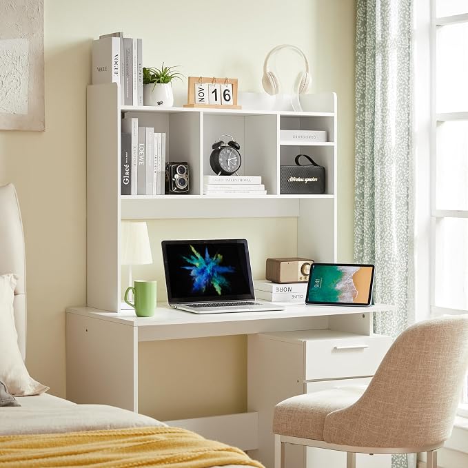 Nromant Desktop Bookshelf, Wooden Desk Storage Hutch - Image 4
