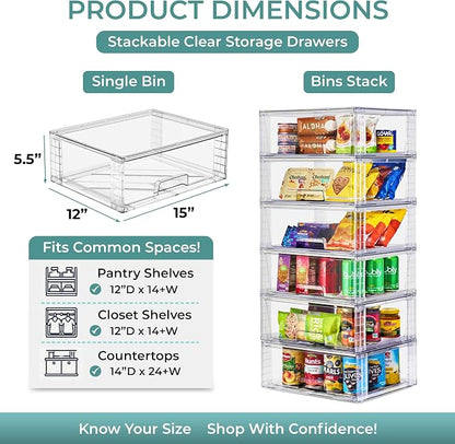 Sorbus Stackable Clear Storage Drawers, Pull-Out Organizer Bins – Large Plastic - Image 3