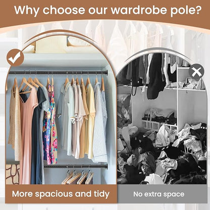 Heavy Duty Closet Rods for Hanging Clothes, Metal Black 1.3 Inch Diameter - Image 3