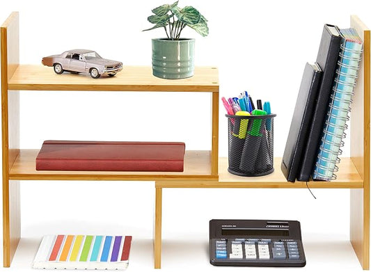 RoyalHouse Natural Bamboo Desktop Organizer, Attractive Design, Stand Shelf by RoyalHouse