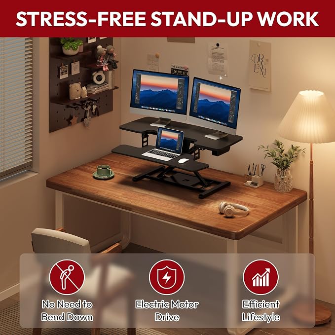 SANODESK 40" Electric Standing Desk Converter， Height Adjustable Riser - Image 3