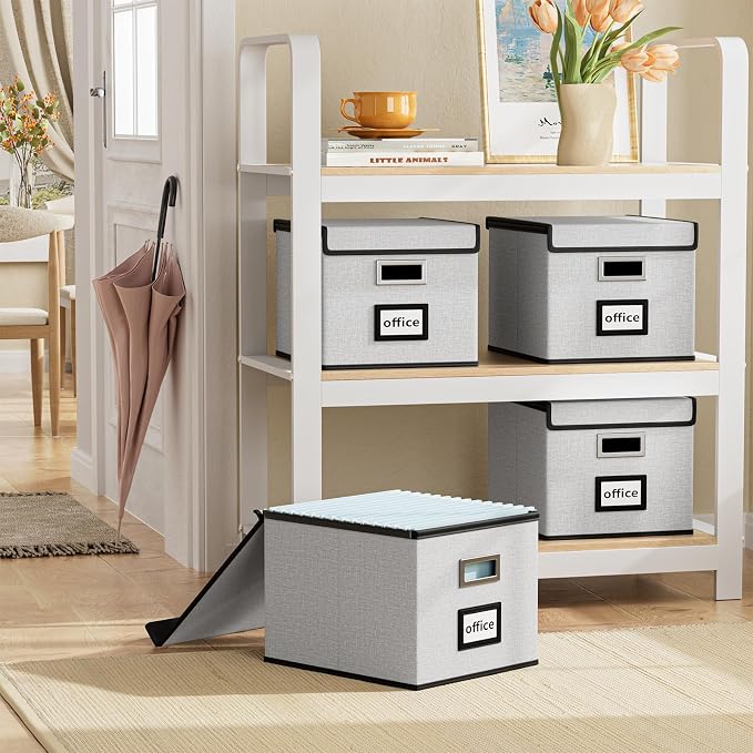 File Organizer Box with Lids, Collapsible File Folder Organizer | File Box with - Image 2