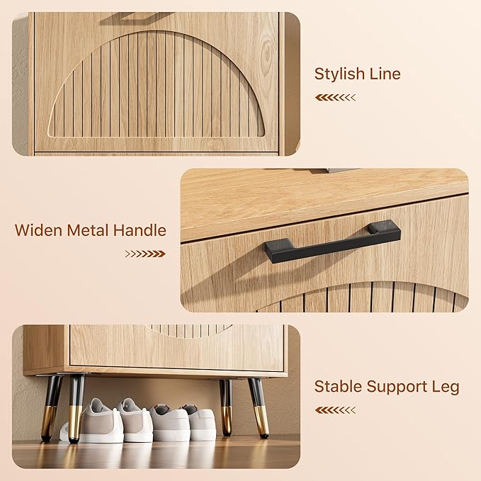 Farmhouse Shoe Cabinet Storage for Entryway, Slim Shoe Rack Cabinet - Image 6