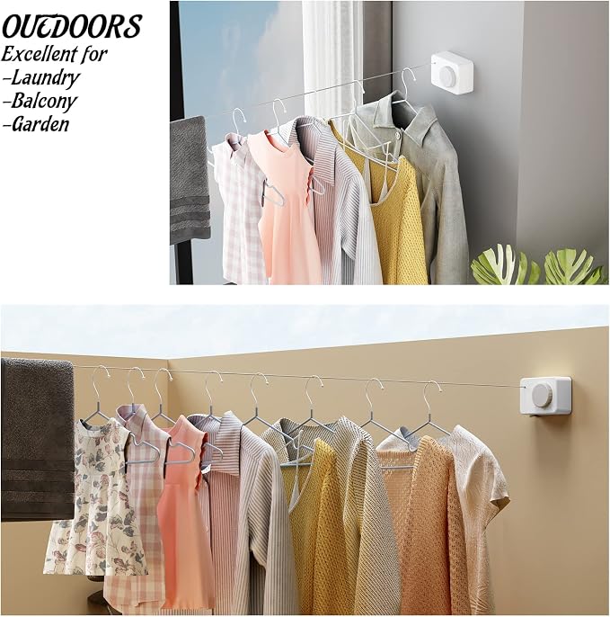 Retractable Clothesline Indoor, Non-Sagging Clothes Line Retracting Outdoors - Image 6