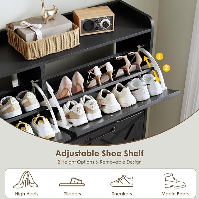 Nicetree Shoe Cabinet with 4 Flip Drawers, Hidden Shoe Rack Cabinet with Metal - Image 8