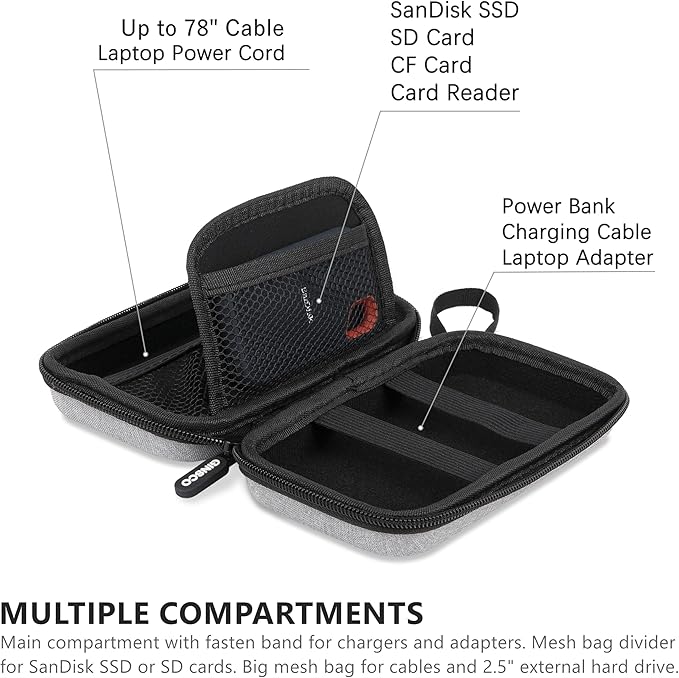 Ginsco Hard Shell Protection Case Electronic Accessories Organizer Pouch - Image 2