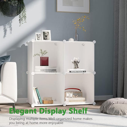 C&AHOME Plastic Cube Storage Organizer, 4-Cube Shelves Units, Milky | DIY - Image 2