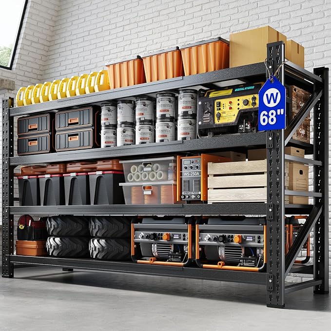 Yizosh 68" W Metal Garage Storage Shelves, Heavy Duty Adjustable Steel by Yizosh