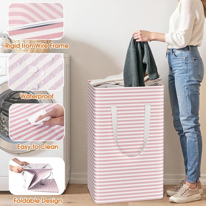 3 Pack Large Laundry Basket, Waterproof & Freestanding Laundry Hamper, - Image 5