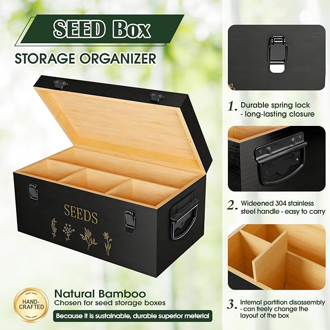 Bamboo Seed Storage Organizer, Large Garden Seed Organizer - Image 2